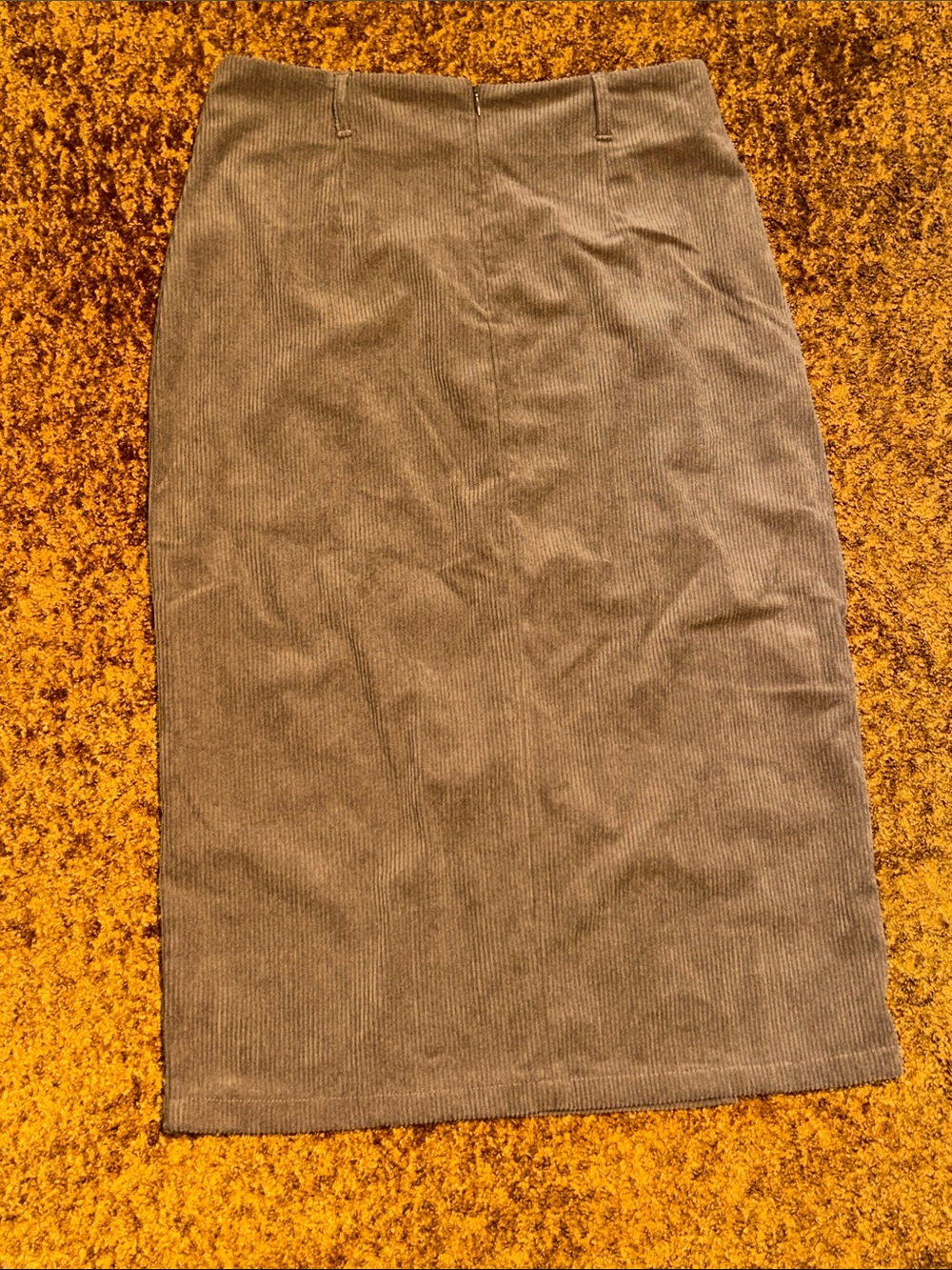 HALARA Chocolate Brown Corduroy Pencil Skirt with Front Slit - Picture 5 of 6